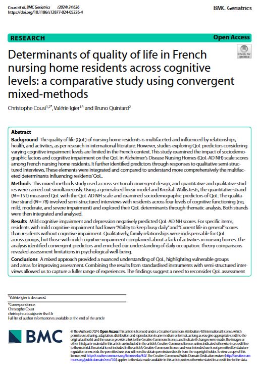 article de Christophe Cousi dans BMC Geriatrics