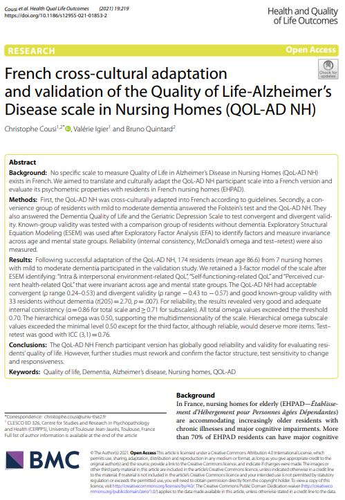 article de Christophe Cousi dans BMC Health and Quality of Life Outcomes